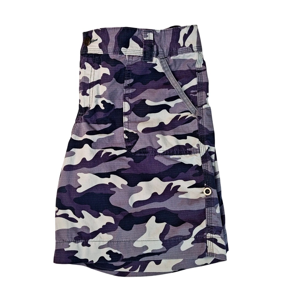 Carhartt Womens Blue Camo Relaxed Fit Cargo Shorts Size 12 Ripstop - Picture 7 of 8